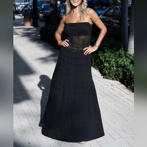 100% Peruvian Cotton Maxi Dress- Black